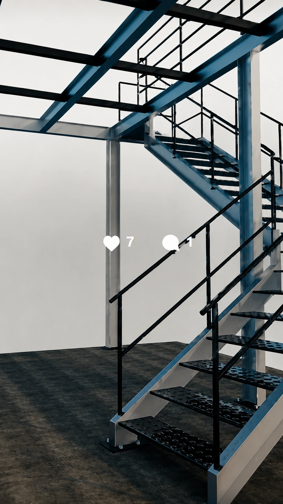 Reel da Projetec no Instagram mostrando escada e estrutura metálica